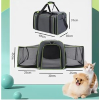 Gray Blue Foldable Portable Pet Carrier Bag - Large Capacity Travel Backpack for Cats and Small Dogs, Expandable Car Pet Bag, Handheld Pet Carrier for thumbnail