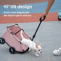 Red Lattice Compact Foldable Pet Stroller for Dogs and Cats - Lightweight Travel Pushchair for Small Pets, Teddy Dogs, and Cats - Portable and Collaps thumbnail