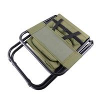 Black Portable 3-in-1 Folding Camping Chair with Storage Bag, Backrest, and Insulated Cooler for Outdoor Fishing, Hiking, and Picnics thumbnail