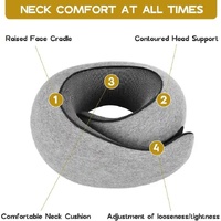 Pink Velcro Tape Memory Foam U-Shaped Neck Pillow - Snail Travel Cushion for Airplane, Office Nap, and Travel - Adjustable with Magnetic Therapy Cloth thumbnail