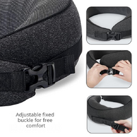Light Gray Buckle Tape Memory Foam U-Shaped Neck Pillow - Snail Travel Cushion for Airplane, Office Nap, and Travel - Adjustable with Magnetic Therapy thumbnail