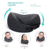 Black Buckle Tape Memory Foam U-Shaped Neck Pillow - Snail Travel Cushion for Airplane, Office Nap, and Travel - Adjustable with Magnetic Therapy Clot thumbnail