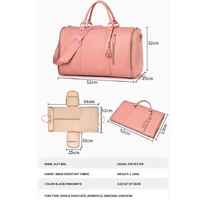 Black And Brown  PU Leather Foldable Garment Bag, Women's Travel Duffel with Suit Carrier, Multi-Function Storage thumbnail