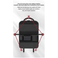 Black Car Seat Back Organizer with Foldable Tray, Leather Backseat Storage Bag, Multi-Pocket Vehicle Organizer thumbnail