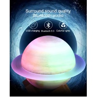 Yellow 3D Saturn Ring Bluetooth Speaker with Adjustable LED Lights, HiFi Bass, USB Charging, and Immersive Sound for Home and Desktop Use thumbnail