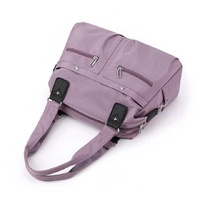 Purple Stylish Nylon Large Capacity Tote Bag for Work and Commute | Multi-Pocket Shoulder Bag | Fashionable Canvas Bag thumbnail