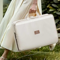 Light Pink Travel Storage Organizer Bag - Multi-Compartment Lightweight Foldable Luggage Organizer for Clothes, Underwear, and Accessories - Portable  thumbnail