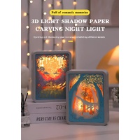 Cinderella 3D Paper Carving Night Light - USB Or Battery Powered Decorative Bedside Lamp | Atmosphere Lamp for Bedroom | Creative Starry Night and Lit thumbnail