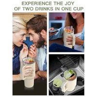 Pink 40oz Silicone Dual-Chamber Cup Separator - Food-Grade Drink Divider, Cold Drink Mug with Separate Compartments, BPA-Free Silicone Liner for Bever thumbnail