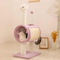 Yellow Chicken-Theme Cat Tree with Tunnel - Multi-Functional Cat Scratching Post and Playhouse thumbnail