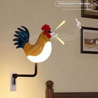 Silver USB Rechargeable Rooster Wall Lamp with Sound, Aromatherapy, and Decorative Design - Creative Nightlight for Bedroom and Corridor thumbnail