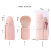 Red 8-in-1 Retractable Mini Makeup Brush Set with Protective Cover - Compact Design for Travel and On-the-Go Touchups thumbnail