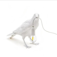 Black Bird Sitting Shape Nordic Resin Bird Wall Lamp - Creative Animal Bedside Decorative USB Night Light, Stylish Bird Perched Lamp for Bedroom and L thumbnail