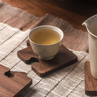Reddish Brown Natural Black Walnut Wooden Coasters, Heat-Resistant Tea Cup Pads, Puzzle-Shaped Drink Mats, Eco-Friendly Tea Accessories Set thumbnail