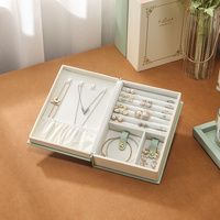 Off White Creative PU Jewelry Storage Book - Magnetic Closure Organizer for Earrings, Rings, and Necklaces(The Jewelry is a prop for the photo shoot a thumbnail