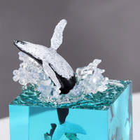 Ancient Architecture Dolphin Leaping into the Water Handcrafted Ocean Resin Whale Night Light - Unique Home Decor Table Lamp thumbnail