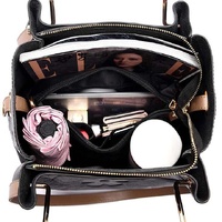 Black Elegant Embossed PU Leather Tote Bag for Women - Large Capacity Handbag with Inner Pouch thumbnail