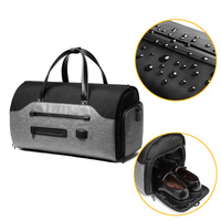 Men's Black Waterproof Multi-Functional Travel Duffel Bag - Foldable Short Trip Gym Bag with Shoe Compartment thumbnail