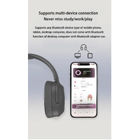 Gray P2963 Wireless Bluetooth Headphones with LED Light, Hi-Fi Sound, and Sport Design thumbnail