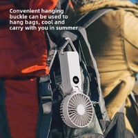 White Portable Handheld Fan with 2000mAh Battery - 3-in-1 Design for Desk, Handheld, and Hanging Use (Model Q3) thumbnail