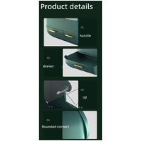 Green LED Vanity Makeup Organizer with Partition Storage and Touch-Control Mirror - Large Capacity Cosmetic Box thumbnail