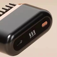 Black Wireless Hair Straightening Brush with Adjustable Temperature - Model HK-118 thumbnail