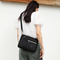 Lightweight Nylon Crossbody Shoulder Bag - Gray, Adjustable Strap, Multi-Pocket Design thumbnail