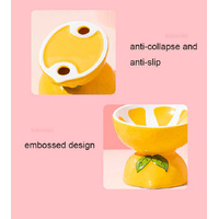 Ceramic Elevated Pet Food Bowl - Cute Pitaya Pattern Design for Cats and Small Dogs thumbnail