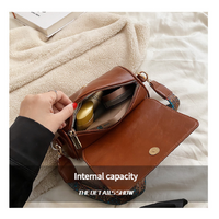 Brown Vintage PU Leather Shoulder Bag with Adjustable Strap - Compact and Stylish thumbnail