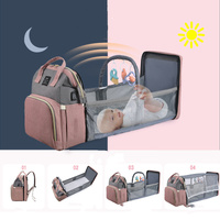 Multifunctional Diaper Backpack with Mosquito Net and Insulated Pockets - Green thumbnail