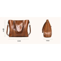 Elegant PU Leather Tote Bag with Detachable Strap - Green thumbnail