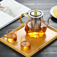 Elegant Glass Teapot with Gold Handle and Stainless Steel Infuser - 800ml Capacity thumbnail