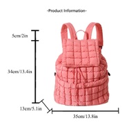 Lightweight Quilted Nylon Backpack with Adjustable Straps - Red thumbnail