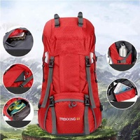 Red 60L Waterproof Hiking Backpack with Multi-Pocket Design for Outdoor Adventures thumbnail