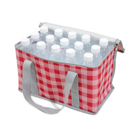2PCS Red Insulated Picnic Lunch Bag with Checkered Design, Thermal Storage for Hot and Cold Items thumbnail