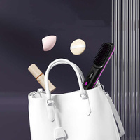 Pink Wireless Hair Straightening Brush - Compact and Rechargeable Styling Tool thumbnail