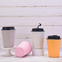 Yellow 350ml Wheat Straw Double-Layer Coffee Cup - Eco-Friendly and Lightweight thumbnail