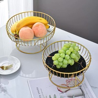 Elegant Iron Art Glass Serving Tray(Black Glass) -Round Design with Gold Finish 27*13.5*17.5cm thumbnail