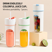 Green Portable USB Rechargeable Juicer Bottle - 2-in-1 Blender and Drink Cup, 480mL thumbnail