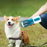 Dark Blue 3-in-1 Portable Pet Water Bottle with Food Storage and Waste Bag Dispenser - 300mL Capacity thumbnail