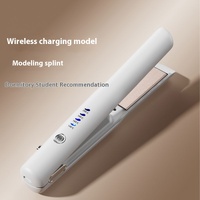 Black Portable Wireless Hair Straightener with Adjustable Temperature - USB Type-C Charging, Lightweight Design thumbnail