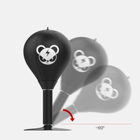 Adjustable Desktop Punching Speed Ball - Durable PU Leather, Stable Base (Monkey pattern and Half Finger Boxing Gloves) thumbnail