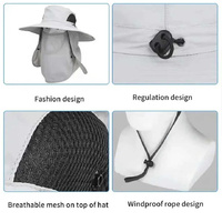 Dark Gray Outdoor UV Protection Sun Hat with Detachable Face and Neck Flap - Wide Brim, Breathable, and Lightweight thumbnail