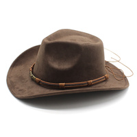 Gray Unisex Faux Suede Western Cowboy Hat - Wide Brim Vintage Fedora for Outdoor Travel,M(57-58cm) thumbnail