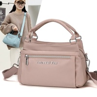 Mocha Gray Waterproof Nylon Crossbody Bag - Lightweight and Adjustable Strap Shoulder Bag for Women thumbnail