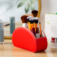 Black Stylish Remote Control Storage Box - PU Leather Organizer with Compartments thumbnail