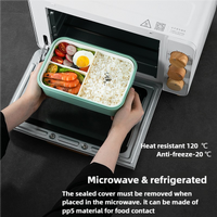 2 PCS Green Multipurpose Lunch Box with Spoon and Fork thumbnail