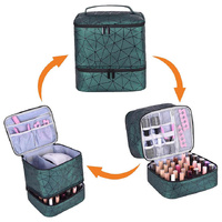 Gray Large Capacity PVC Cosmetic Bag - Portable Nail Polish Storage Case with Dividers thumbnail