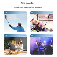 Black Portable Selfie Stick Tripod with Bluetooth Remote - Compact and Adjustable thumbnail