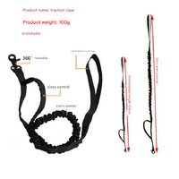 L Black Hands-Free Dog Leash with Adjustable Waist Belt - Shock Absorbing Bungee Lead thumbnail